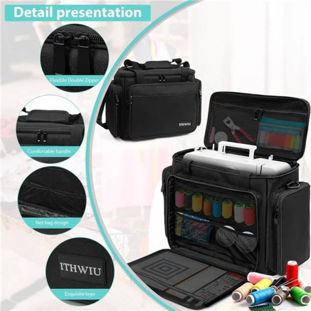 Sewing Machine Carrying Case with Multiple Storage Pockets for Accessories,